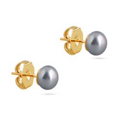 Пусеты (Майорка 8мм серо-голубая; покрытие золото), Есть комплект