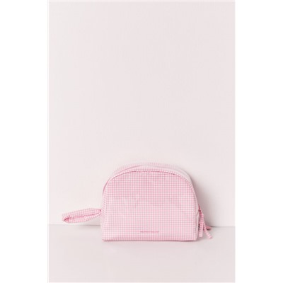 Neceser acolchado cuadros y rayas rosa