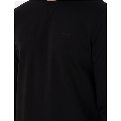 Siyah Regular Fit Bisiklet Yaka Basic Sweatshirt