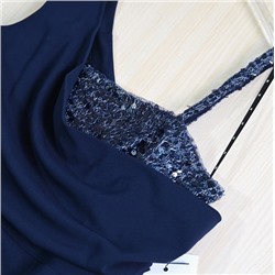 Красивое D-образное платье-трапеция с драпировкой и полу-плечами ДКН*АЙ