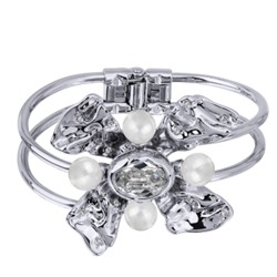 Браслет Грациоза (кристаллы SW белые, Майорка; покрытие родий), Есть комплект