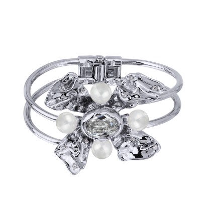 Браслет Грациоза (кристаллы SW белые, Майорка; покрытие родий), Есть комплект