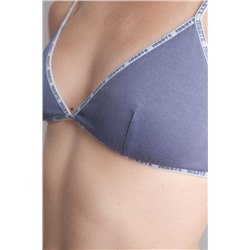 Sujetador triangular algodón copas extraíbles azul