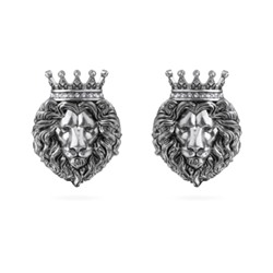 Серьги Король лев (кристаллы белые; покрытие античное серебро), Есть комплект