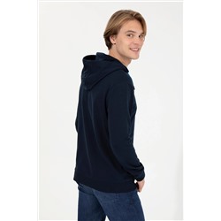 Erkek Lacivert Kapüşonlu Basic Sweatshirt