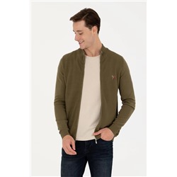 Erkek Haki Basic Triko Hırka