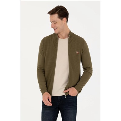 Erkek Haki Basic Triko Hırka