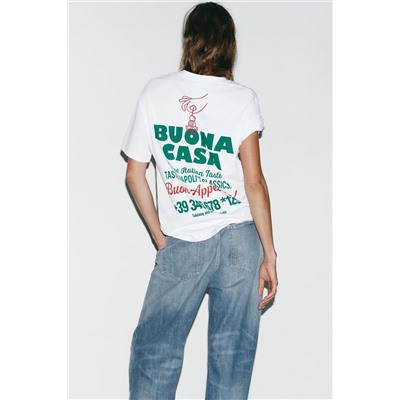 T-SHIRT WITH TEXT PRINT
