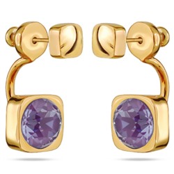 Серьги Теннис (кристаллы SW пурпурные 8мм; покрытие золото), Есть комплект