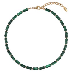 Колье Селена (малахит 12мм; покрытие золото) 41-46см, Есть комплект