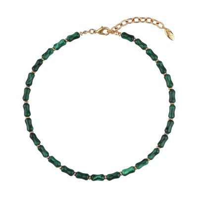 Колье Селена (малахит 12мм; покрытие золото) 41-46см, Есть комплект