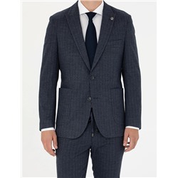Lacivert Ekstra Slim Fit Çizgili Takım Elbise