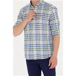 Erkek Saks Uzun Kollu Gömlek