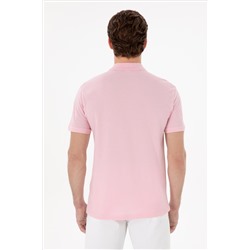 Erkek Slim Fit Polo Yaka Açık Pembe Basic Tişört