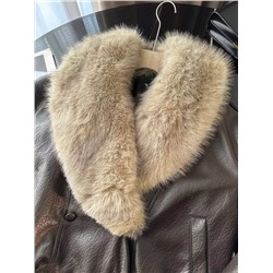 Теплая женская кожаная куртка в ретро стиле со съёмным воротником  ZAR*A 💤