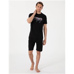 Siyah Kısakol Şortlu Pijama Takımı