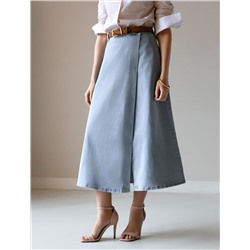 Юбка на запАх из эластичного денима