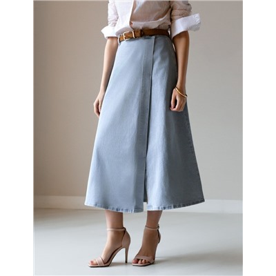 Юбка на запАх из эластичного денима