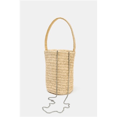 BRAIDED BASKET BAG WITH DESIGN