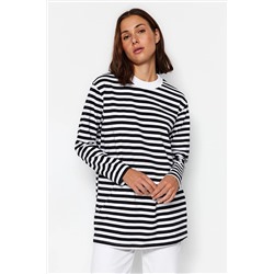 TRENDYOL MODEST Siyah Basic Çizgili Örme Tunik TCTAW24UK00015