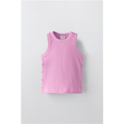 BUTTONED RIBBED T-SHIRT