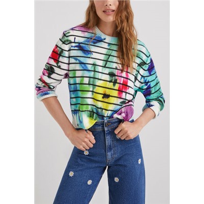 Jersey rayas tie-dye floral