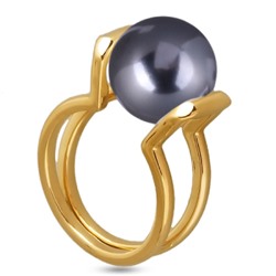 Кольцо (Майорка 12мм темно-серая; покрытие золото), Есть комплект