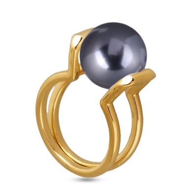 Кольцо (Майорка 12мм темно-серая; покрытие золото), Есть комплект