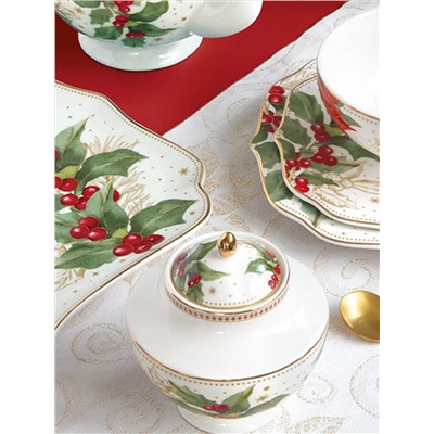 Сахарница, 0,25 л, Пуансеттия и ягоды