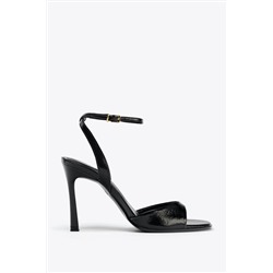 PATENT-FINISH HIGH-HEEL SANDALS