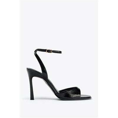 PATENT-FINISH HIGH-HEEL SANDALS