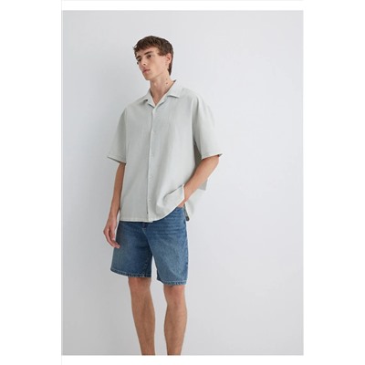 Mavi Yeşil Gömlek Oversize / Geniş Kesim 0210679-70148