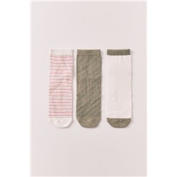 Pack 3 calcetines cortos estampado y textura rosa