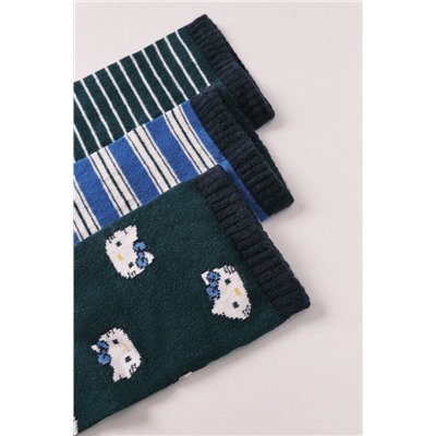 Pack 3 calcetines cortos rayas y  "Hello Kitty"