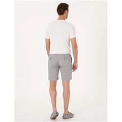 Gri Slim Fit Dokuma Şort