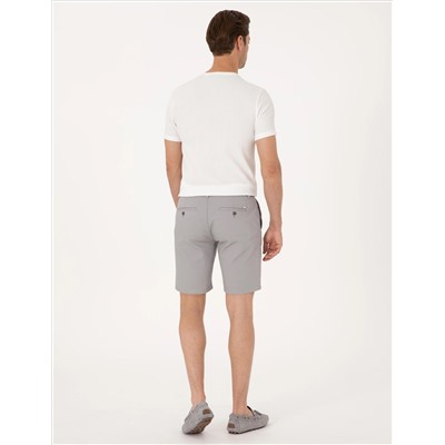 Gri Slim Fit Dokuma Şort