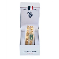 LADIES GOLD AND GREEN BRACELET WATCH