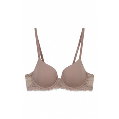 Sujetador clásico microfibra y encaje beige BEAUTIFUL