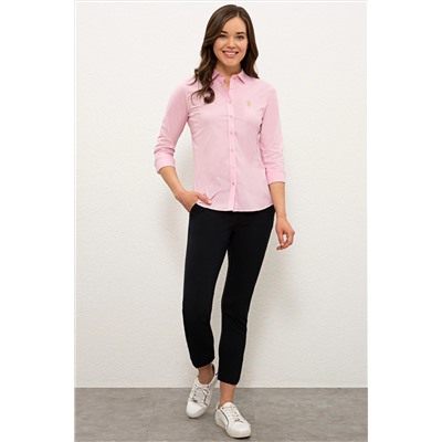 Kadın Pembe Uzun Kollu Basic Gömlek