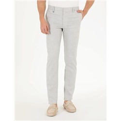 Gri Keten Karışımlı Jogger Kumaş Pantolon