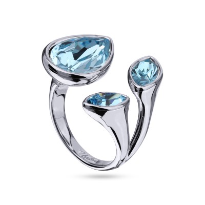 Кольцо Эйва (кристаллы SW аквамарин; покрытие родий), Есть комплект