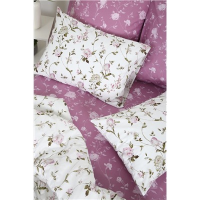 Простыня на резинке поплин Пиония-компаньон