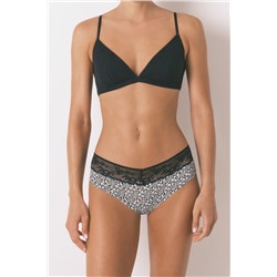 Braga ancha algodón estampada encaje negro