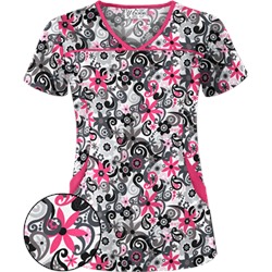 UA Floral A Gogo White Scrub Top