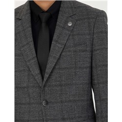 Füme Slim Fit Ekose Takım Elbise