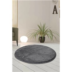 Sarar Tekli Yuvarlak Post Peluş Banyo Pas Pası Jel Kaymaz Taban Antrasit 100x100 ELEGANS100P