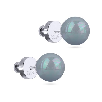 Пусеты Акварель (Майорка голубая 8мм; покрытие родий), Есть комплект