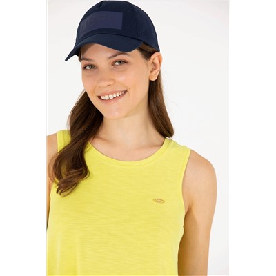 Kadın Neon Sarı Bisiklet Yaka Kolsuz Tişört