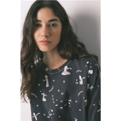 Pijama largo 100% algodón gris El Principito