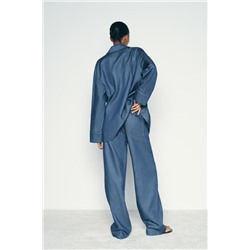 DENIM-EFFECT WIDE-LEG TROUSERS
